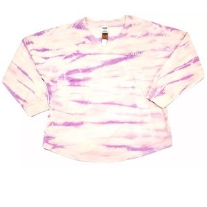 PINK brand tie dye varsity beach V-neck long sleeve shirt